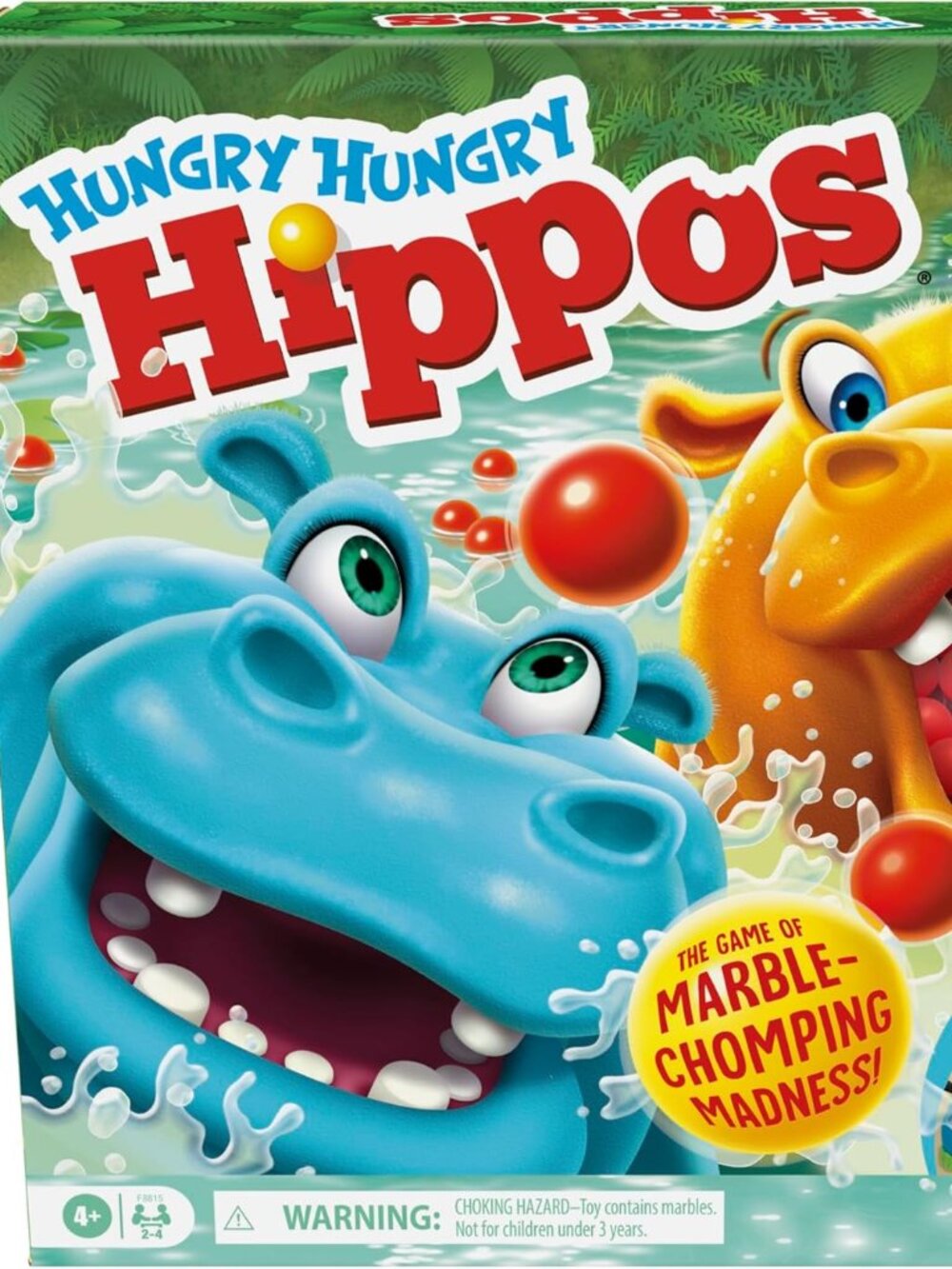 Hasbro Hungry Hungry Hippos Game Preschool Kids Marble Action 2–4 Players Ages 4